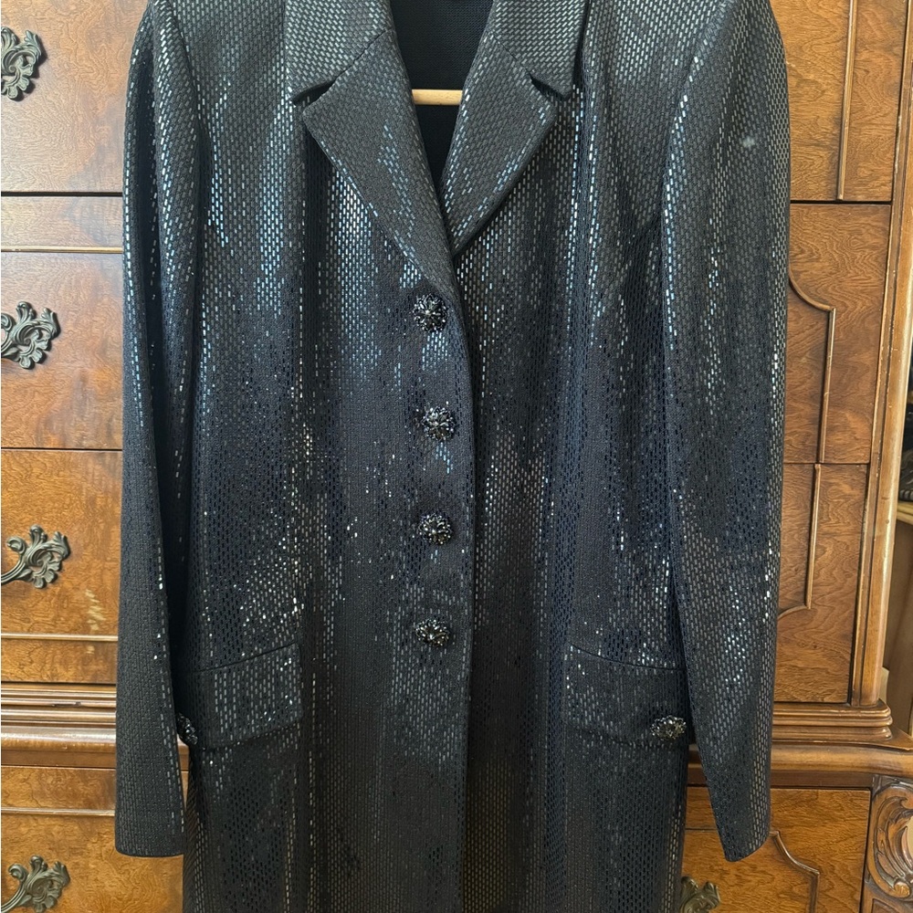 Elegant Black Sequin Women's Suit